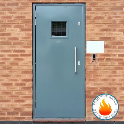 fire door rated steel doors security fd30 custom single panelled double panel square handle latham