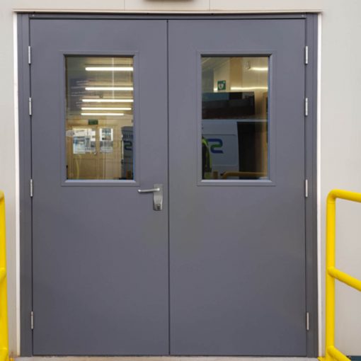 Glazed Double Fire Exit Door Latham S Steel Doors   Glazed Double With Oad 510x510 