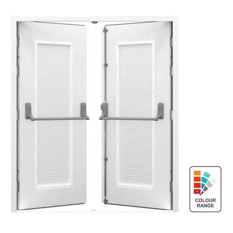 Louvred Steel Double Doors - Security | Latham's Steel Doors