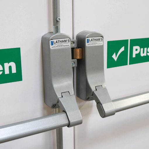 Double Fire Exit Door with Panic Bar | Latham's Steel Doors