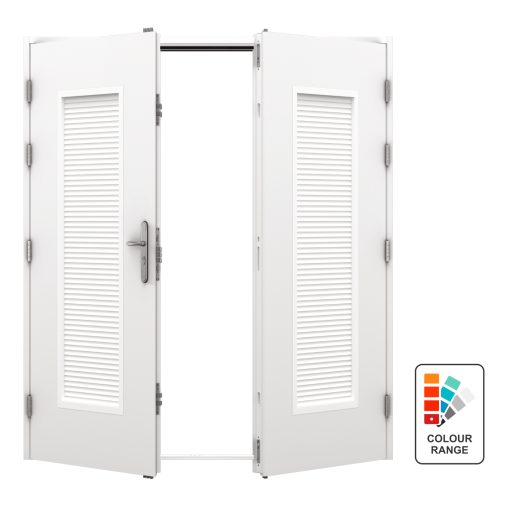 Louvred Steel Double Doors - Security | Latham's Steel Doors