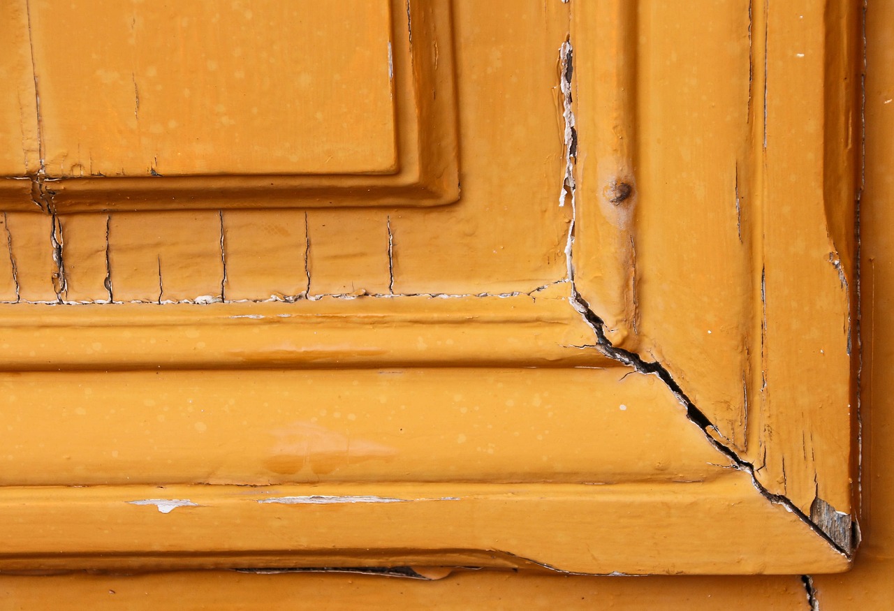 Cracked paint on a front door