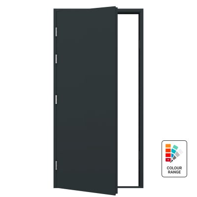 Blank steel PA door in RAL 7016